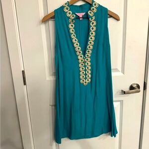 Lilly Pulitzer Teal Dress with Gold Accents